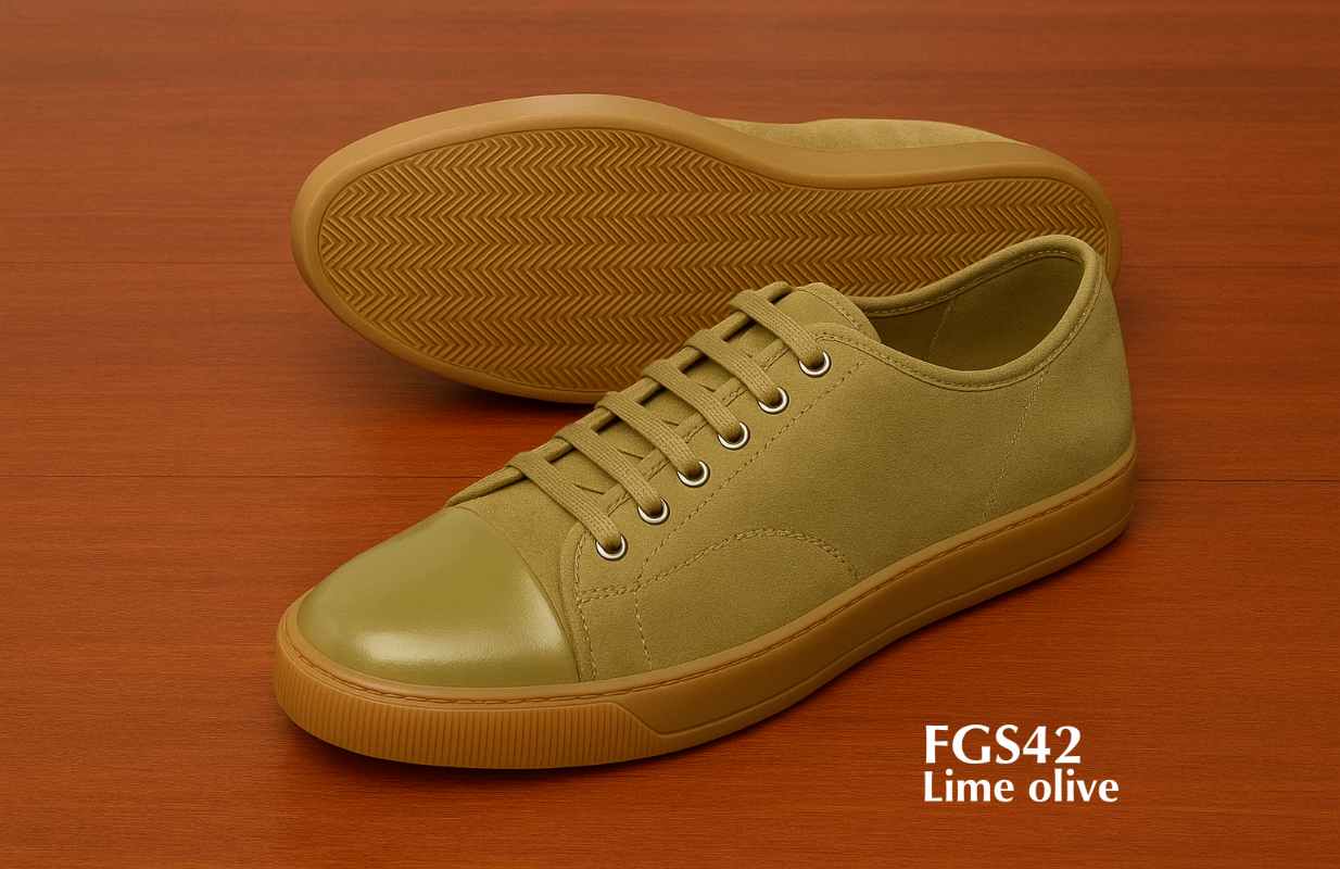 Sneakers fashion sport coloris lime olive
